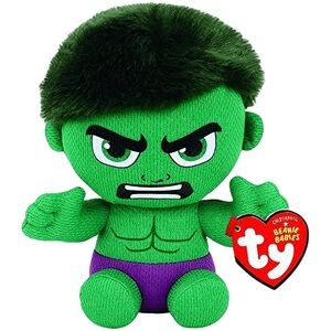 💚 NWT Ty Beanie Babies Marvel Hulk Plush • 2021 Superhero Collectible • 6-7"